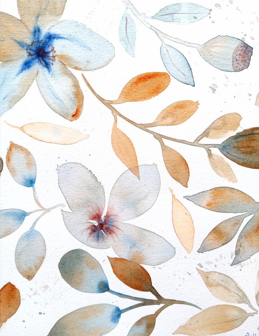 Fleurs et végétaux à l'aquarelle