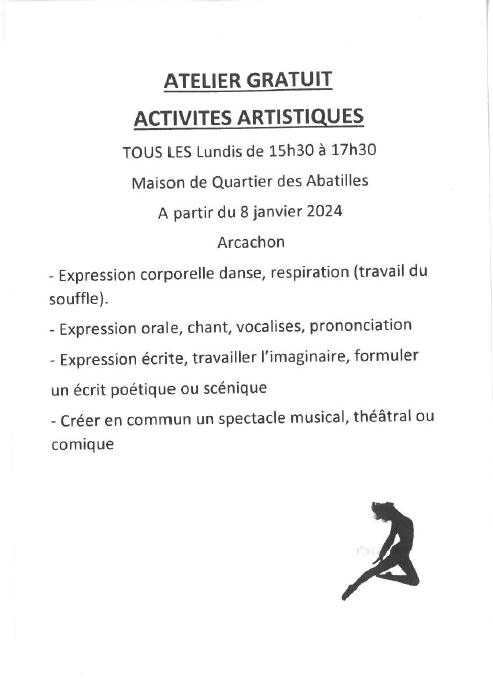 atelier gratuit activités artistiques
