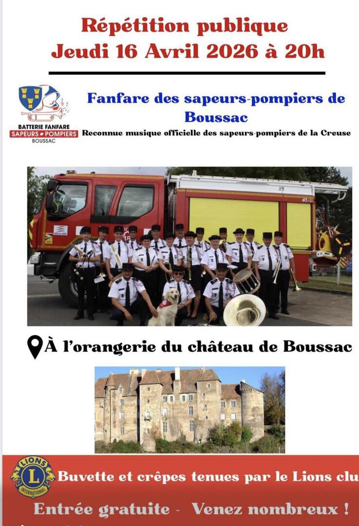 Répétition publique Batterie-Fanfare Sapeurs-Pompiers de Boussac