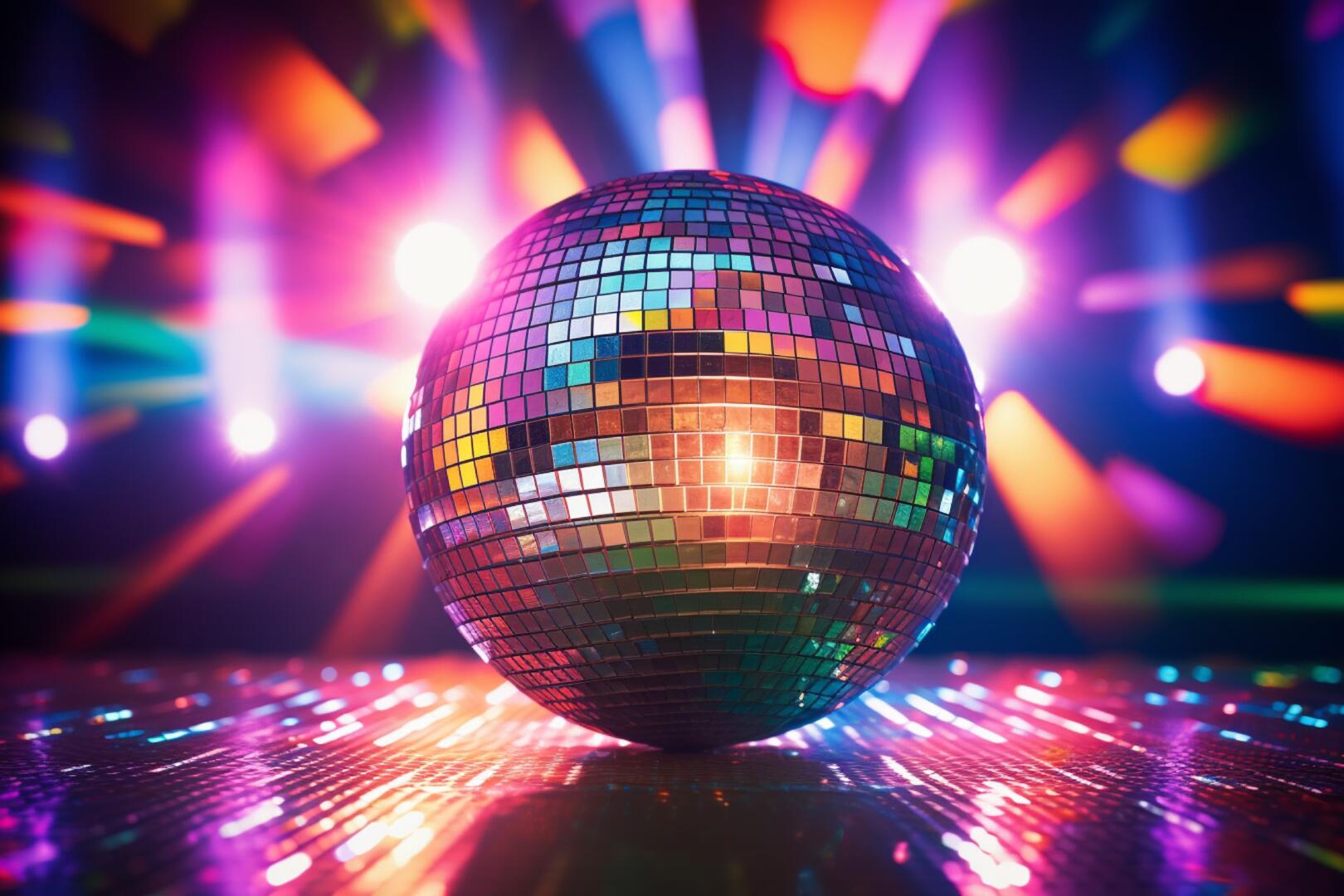 A colorful disco ball glam party events