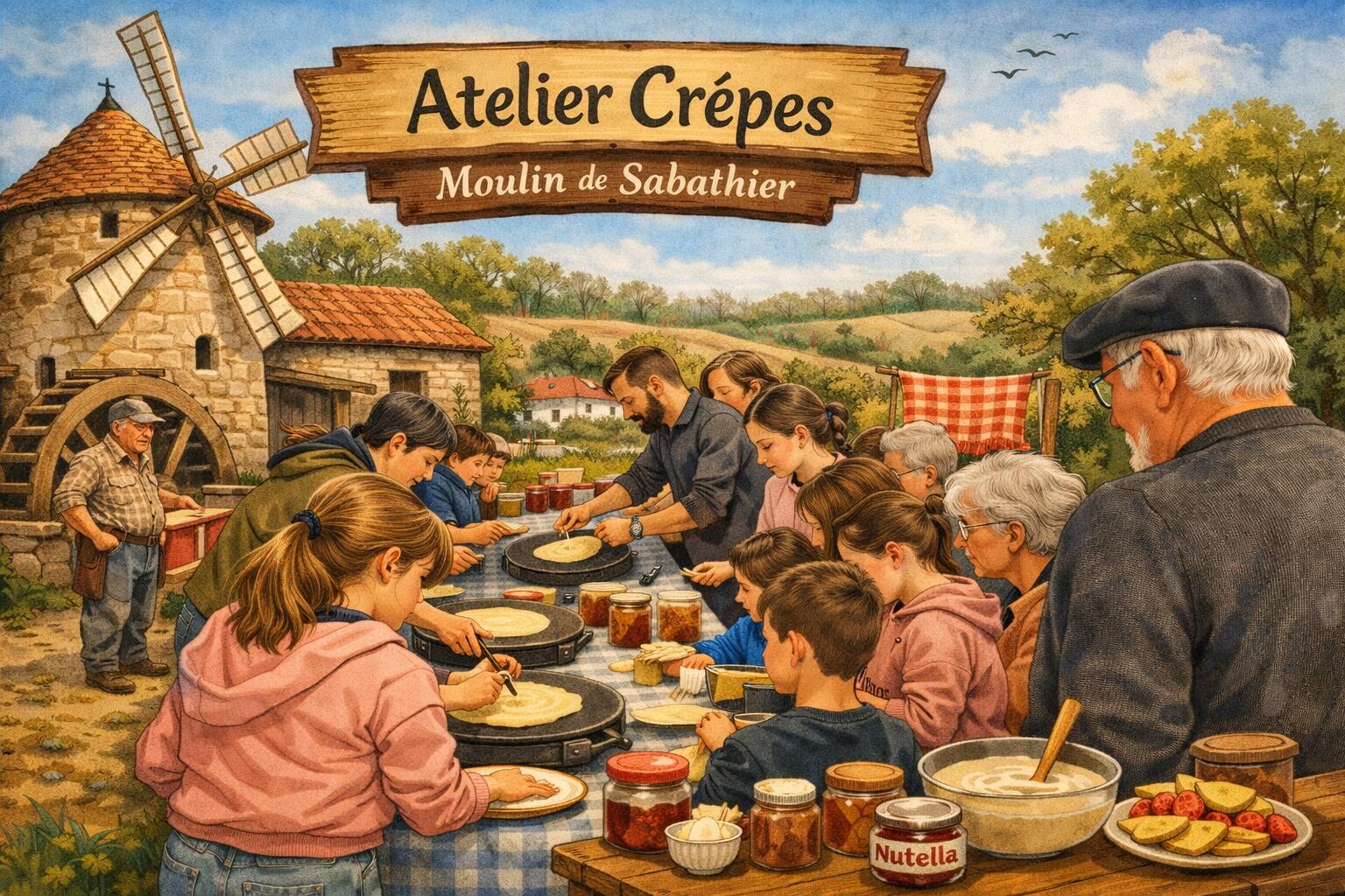 Moulin de Sabathier à Conchez atelier crêpes