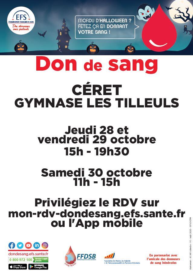 Don de sang 28 et 29 10 21