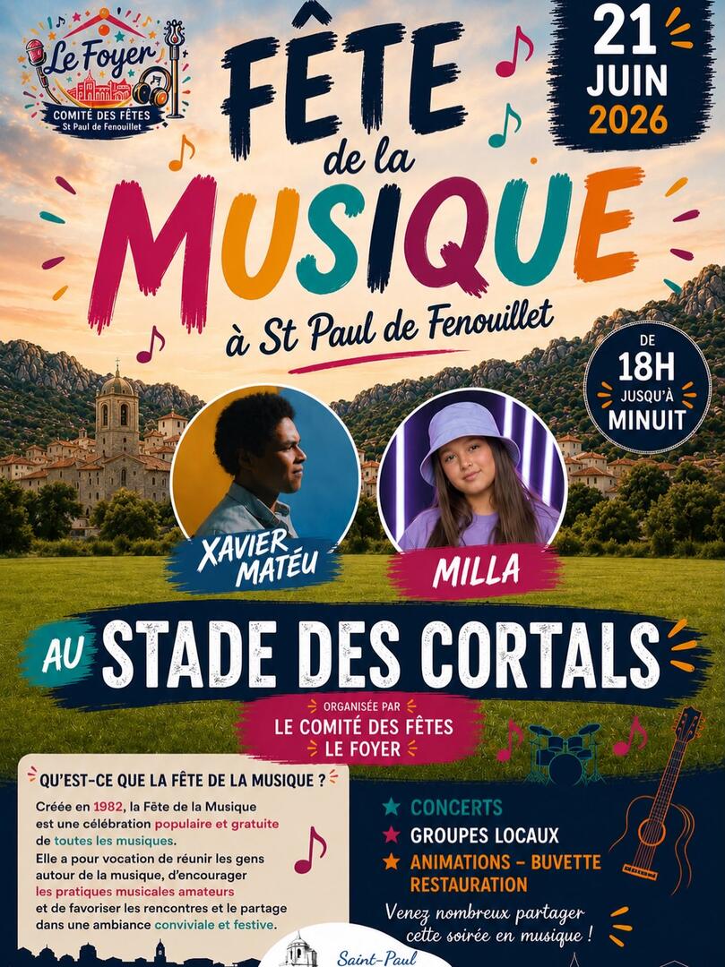 FETE DE LA MUSIQUE - 21-06-2026 - Comité des fetes_le Foyer_