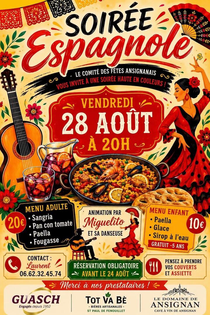 SOIREE ESPAGNOLE - ANSIGNAN - 28-08-2026 - Comité des fetes
