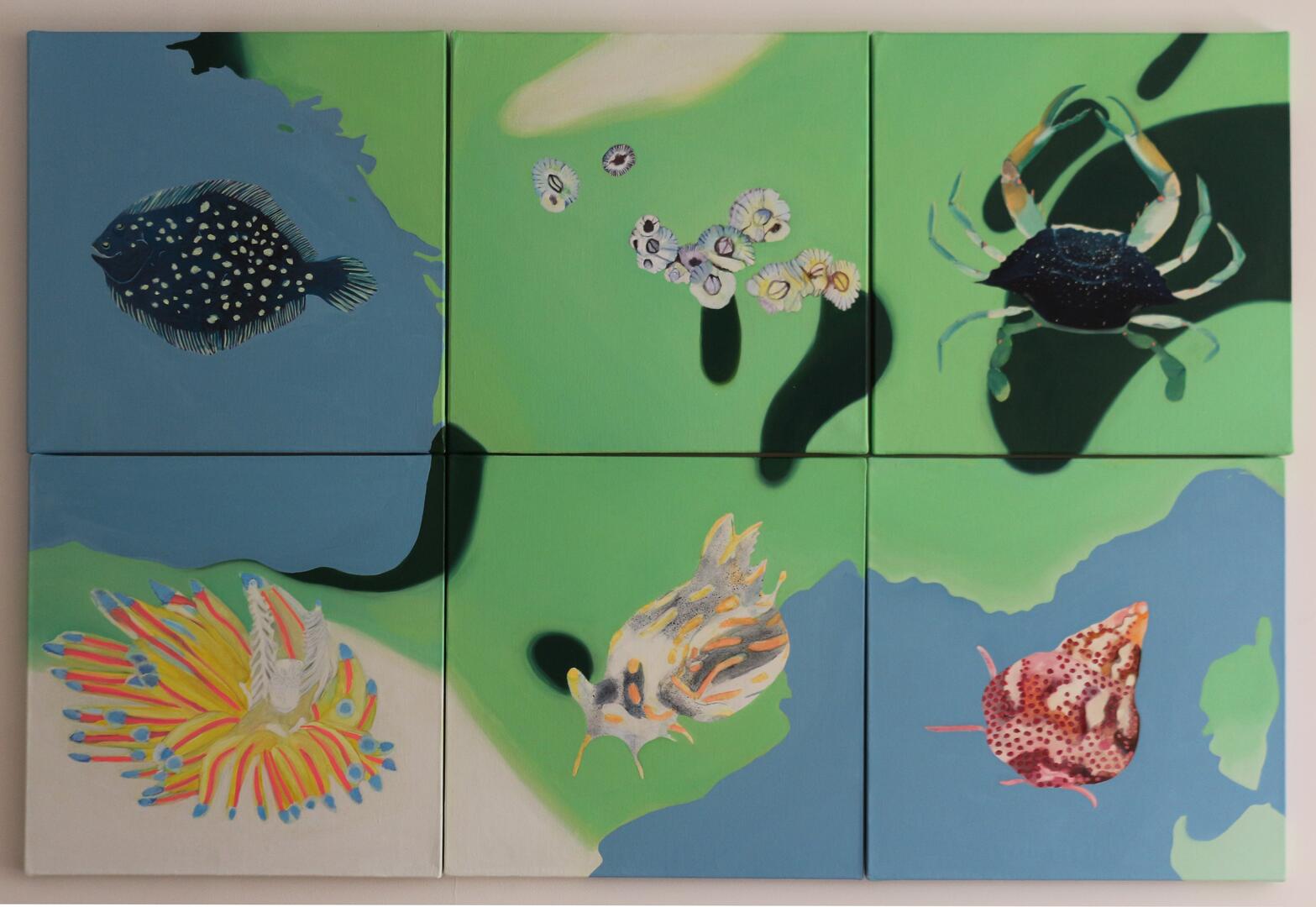 Valerie Agneray_Mediterranée_6 toiles 40x40cm