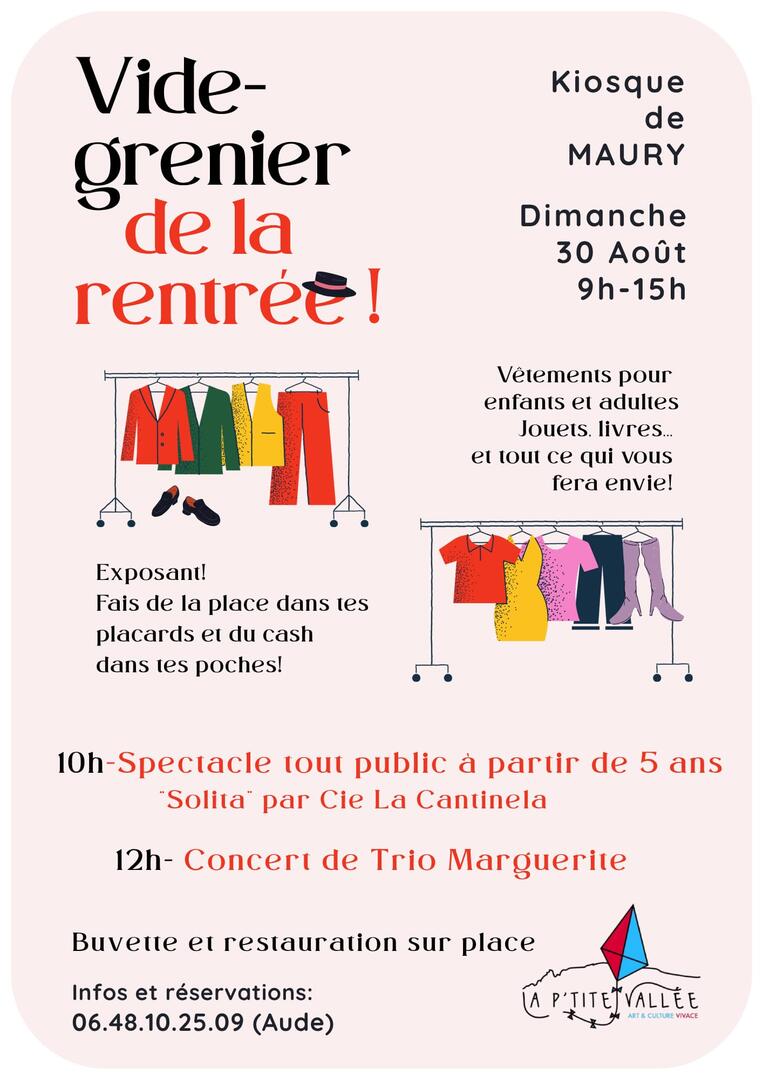 affiche VIDE GRENIER - MAURY - 30-08-2026
