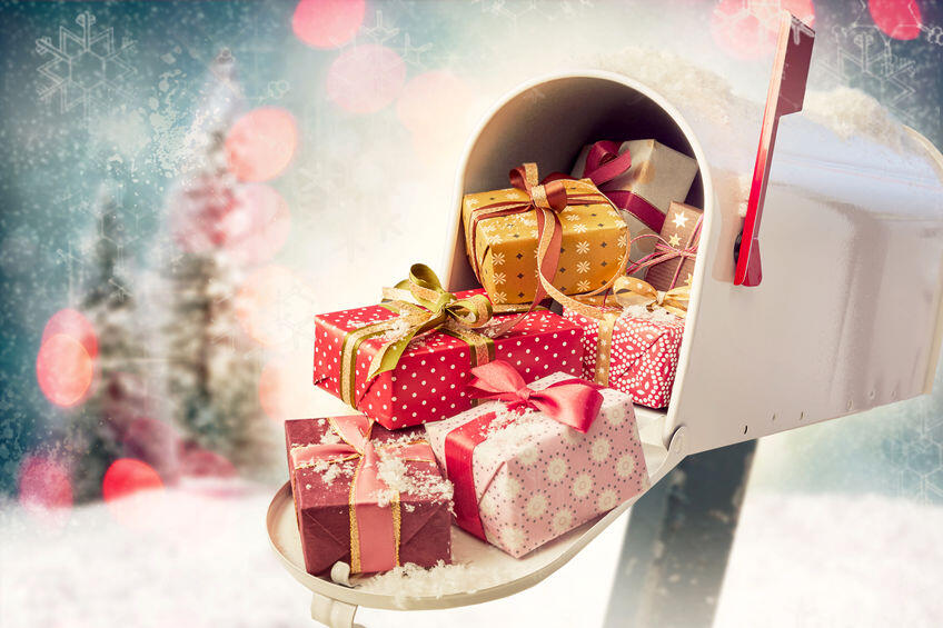 Holiday presents in the mailbox
