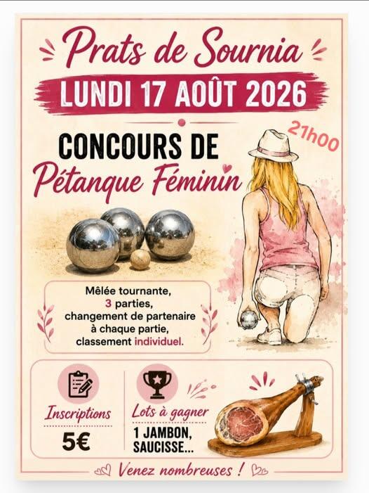 concours de petanque féminin - PRATS DE SOURNIA -17-08-2026 - le foyer