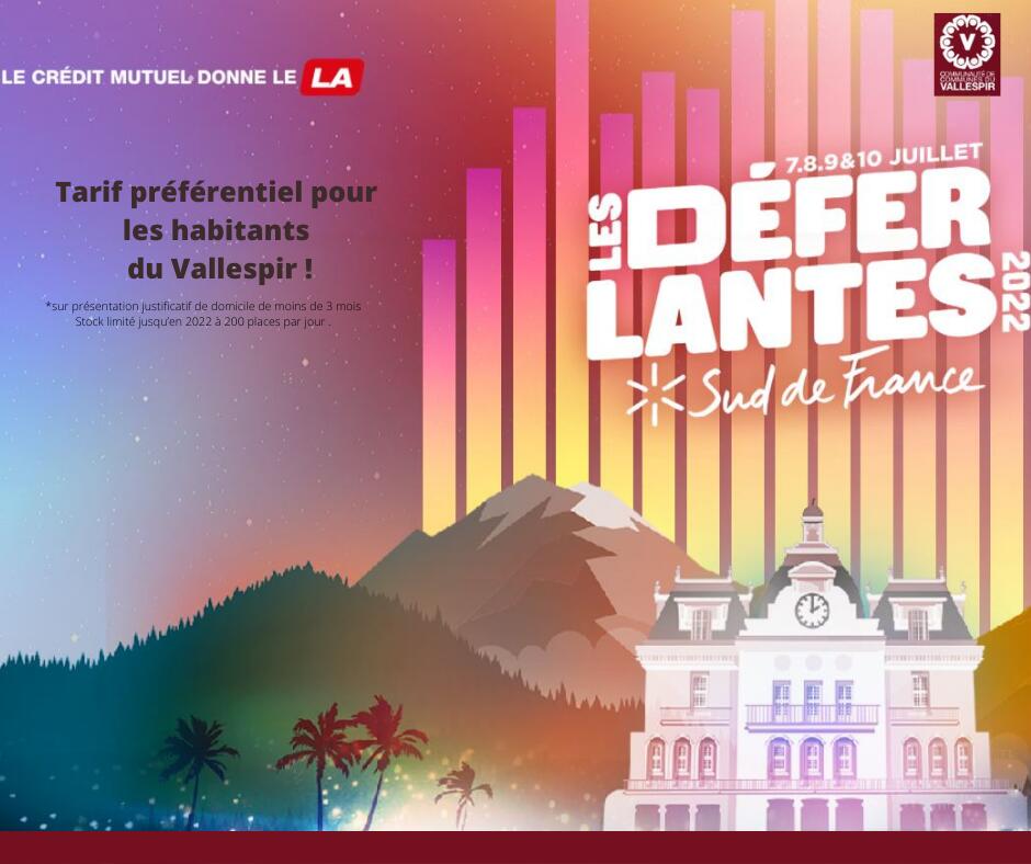 deferlantes prix préférentiels habitants CCV