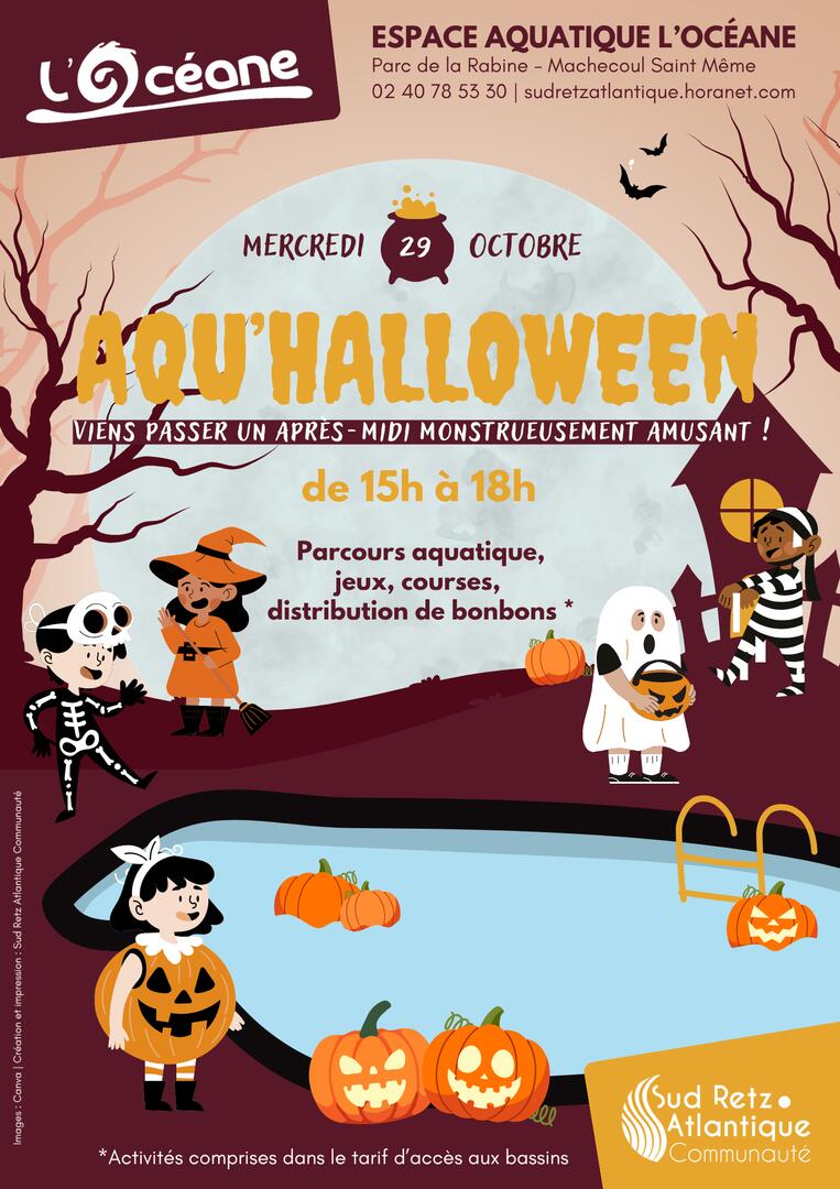 Halloween à la piscine 2025 - Affiche halloween 2024