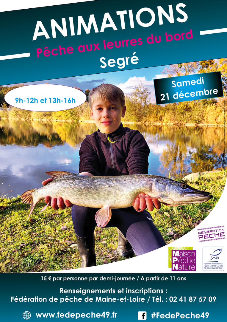 Affiche pêche leurres bord Segré hiver 2024