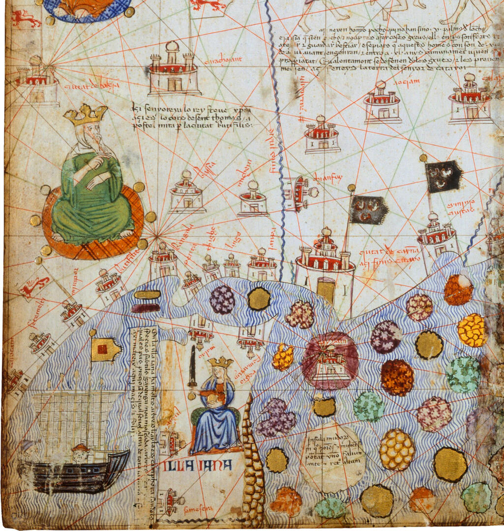 Atelier enfant Carte médiévale (1375, Atlas catalan, Détail)