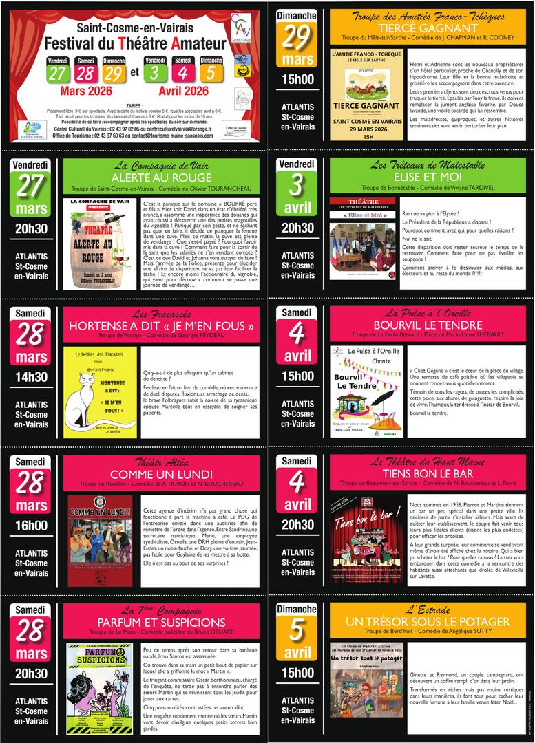 Festival théâtre amateur 2026 - Programme