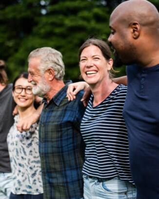 Cheerful diverse people together in the park