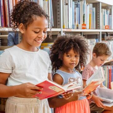 Children visiting the library
