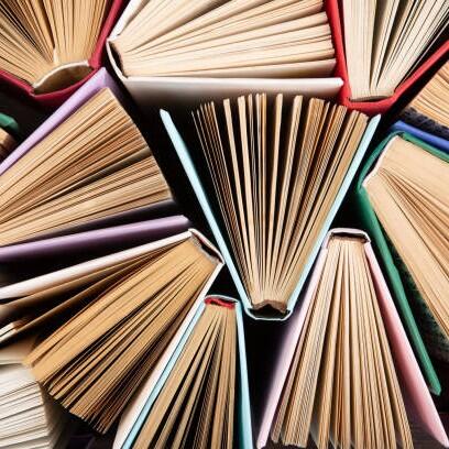Book pattern background for wisdom, science and education. Reading and writing concept