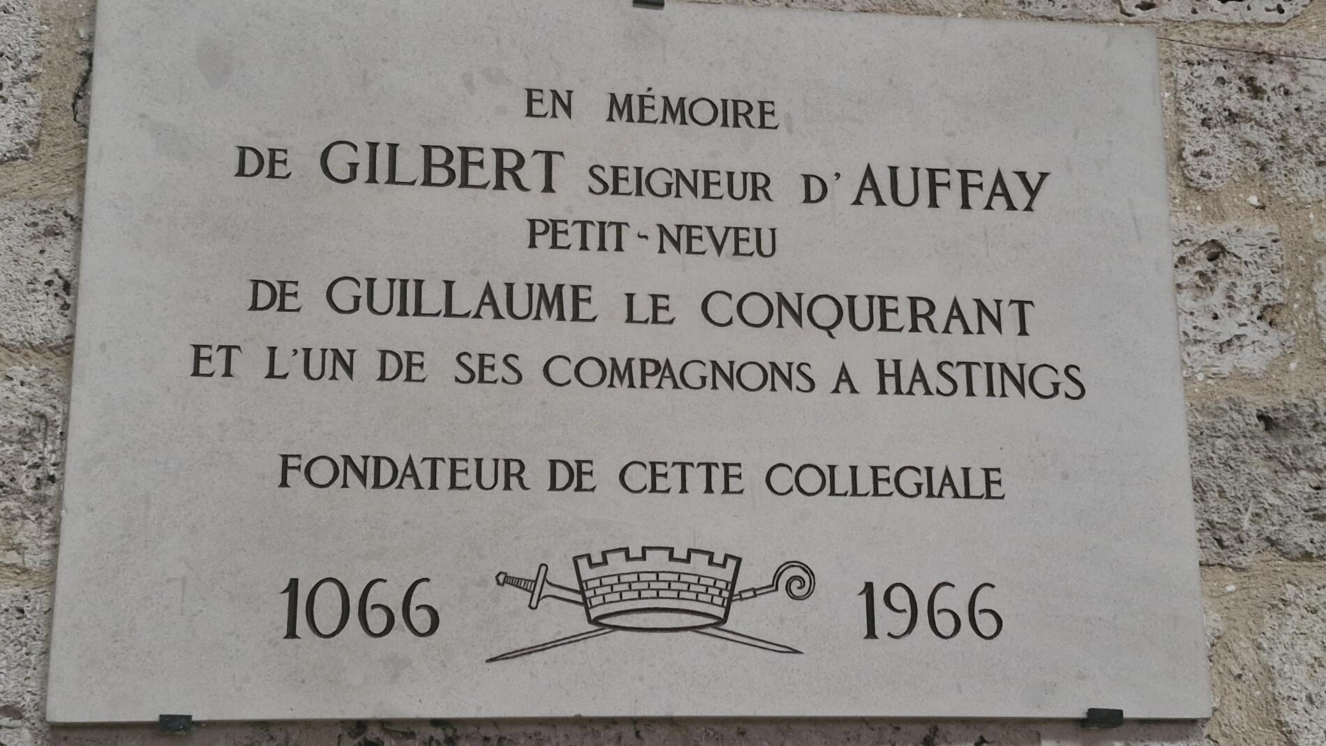 Plaque Guillaume Collégiale Auffay