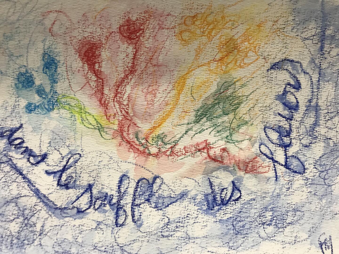 DANS LE SOUFFLE DES FLEURS 2 pastel Fontaine de la Mare