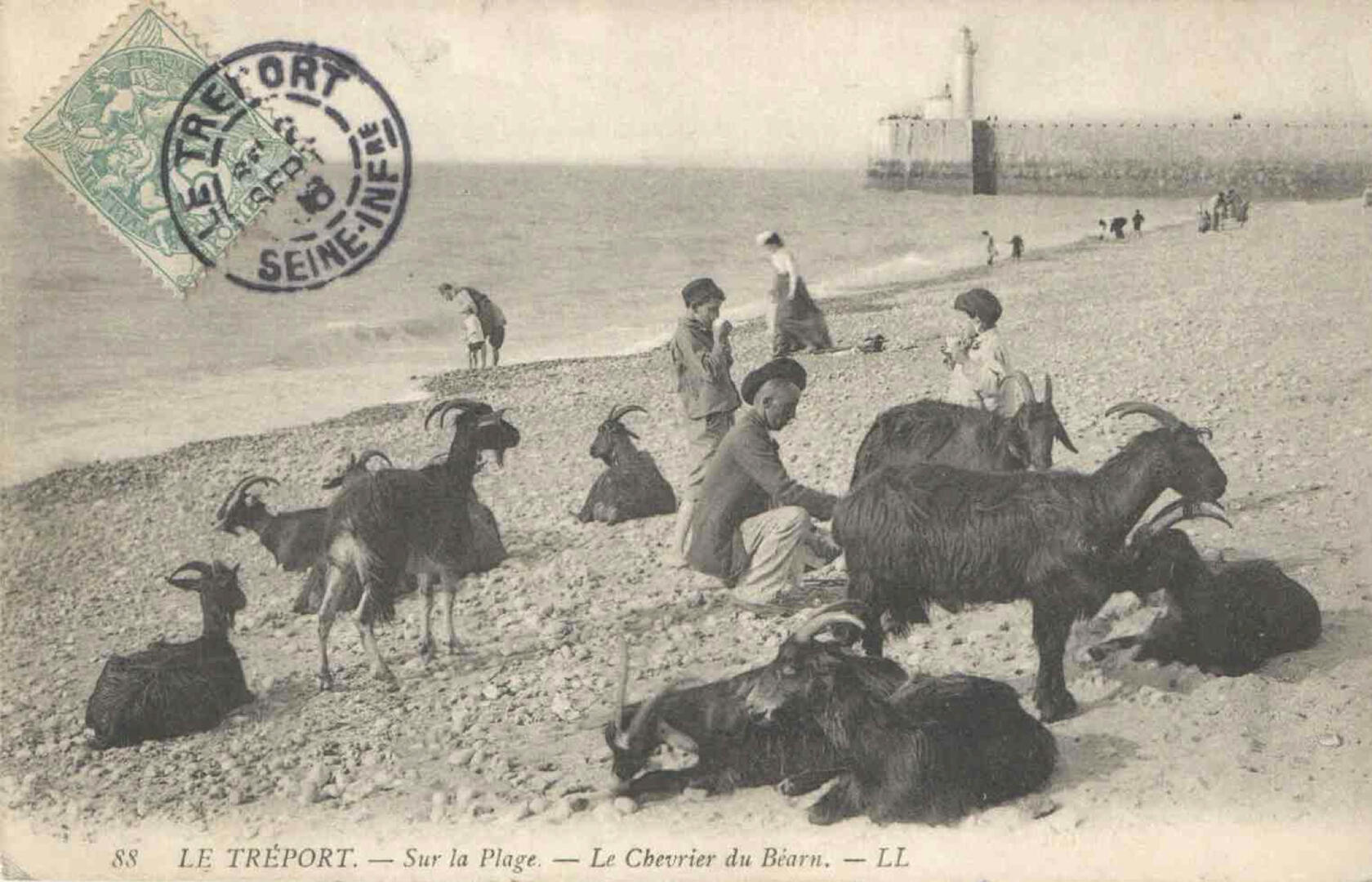 Le Tréport Sur la plage. Le chevrier du Béarn 1906 rec
