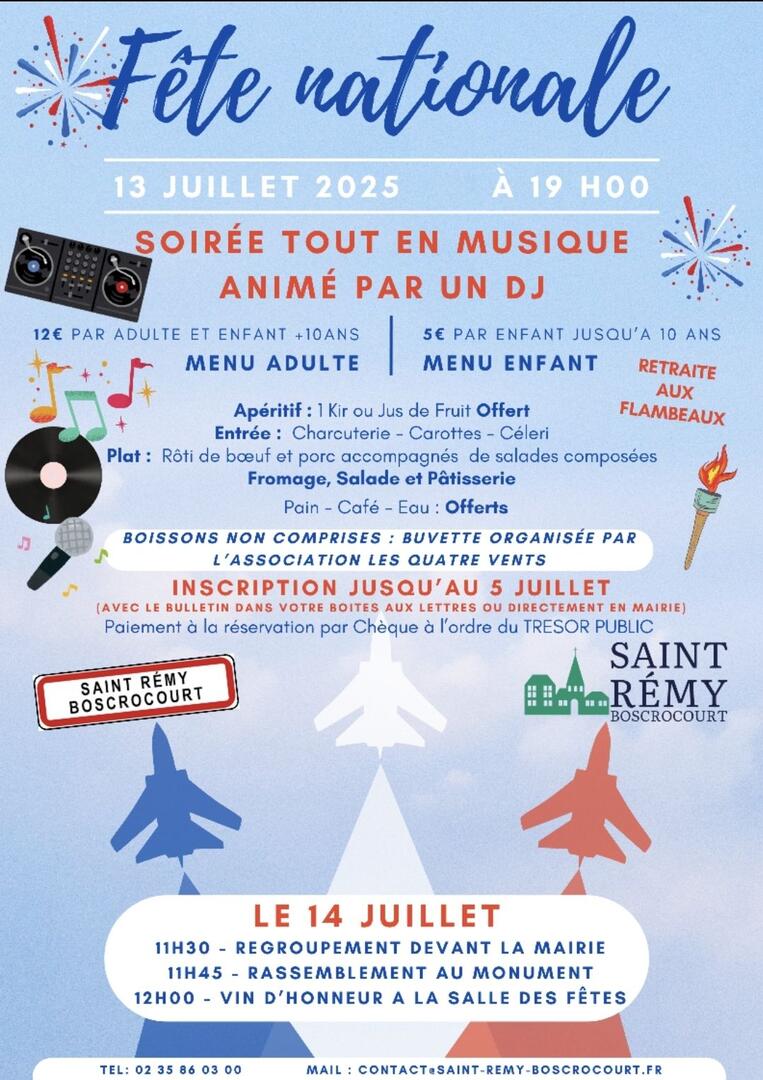 fête nationale st remy boscrocourt le 13 juillet