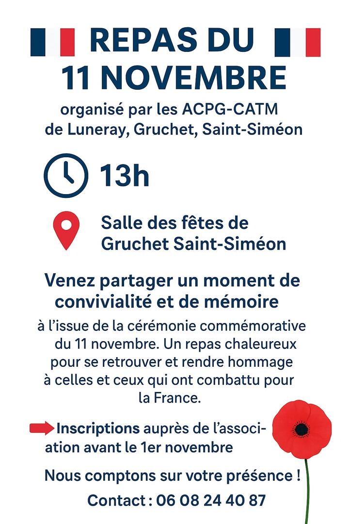 affiche du repas du 11 novembre