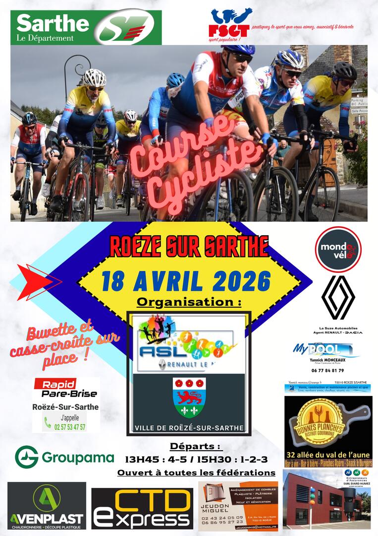 Course cycliste à Roëzé sur Sarthe