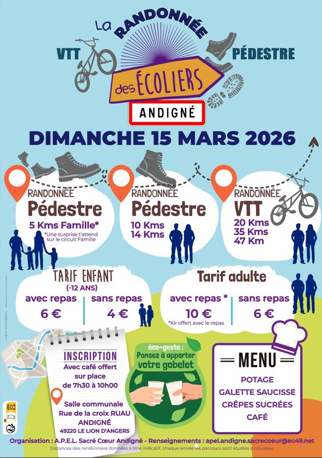 Affiche rando des écoliers 2025 - Andigné - 49 - FMA