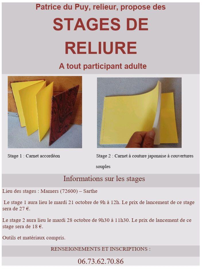 Stages de reliure 2025