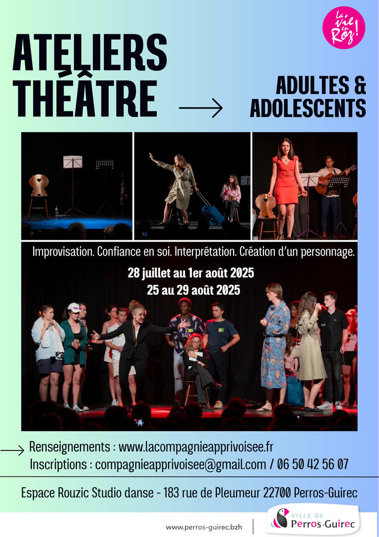 Affiche Ateliers théâtre Evènement Artistique Beige Noir Photo Simple Moderne Neutre