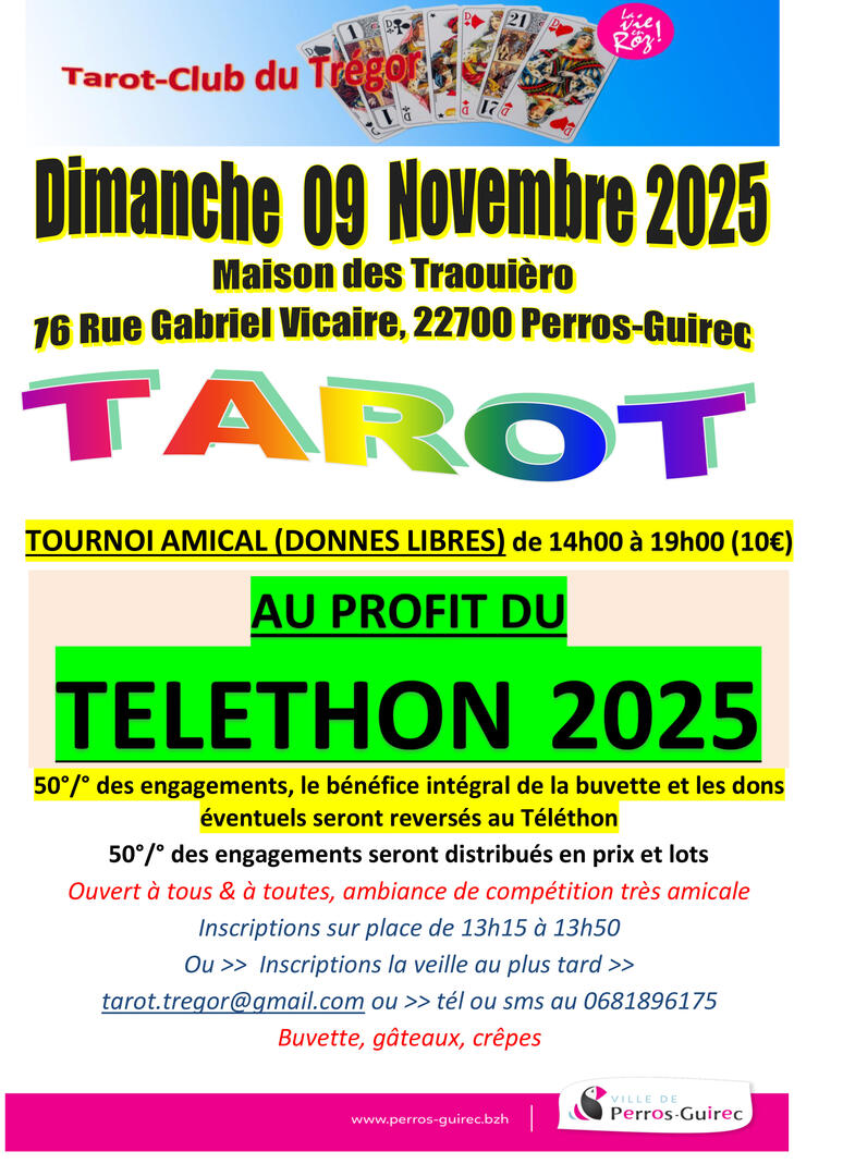 Affiche tarot TELETHON 09 novembre 2025