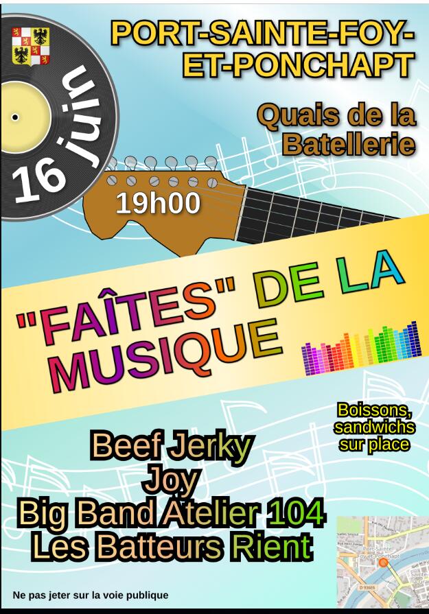 Affiche Fête de la Musique - Port-Sainte-Foy - 16 Juin 2023