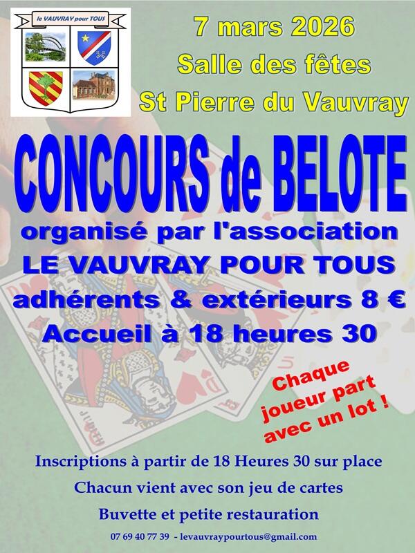 2026 Concours de Belote affiche