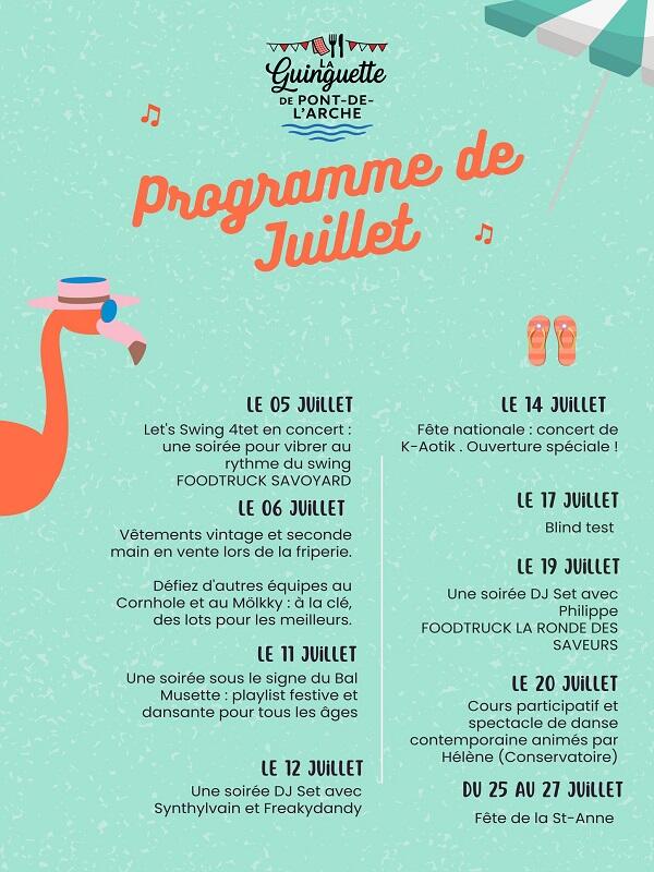 Programme juillet - Guinguette de Pont de l'Arche