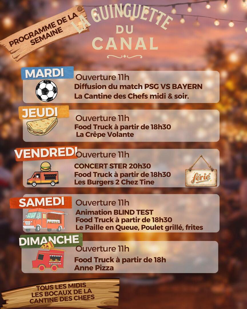 Affiche d'animation de la guinguette du Canal