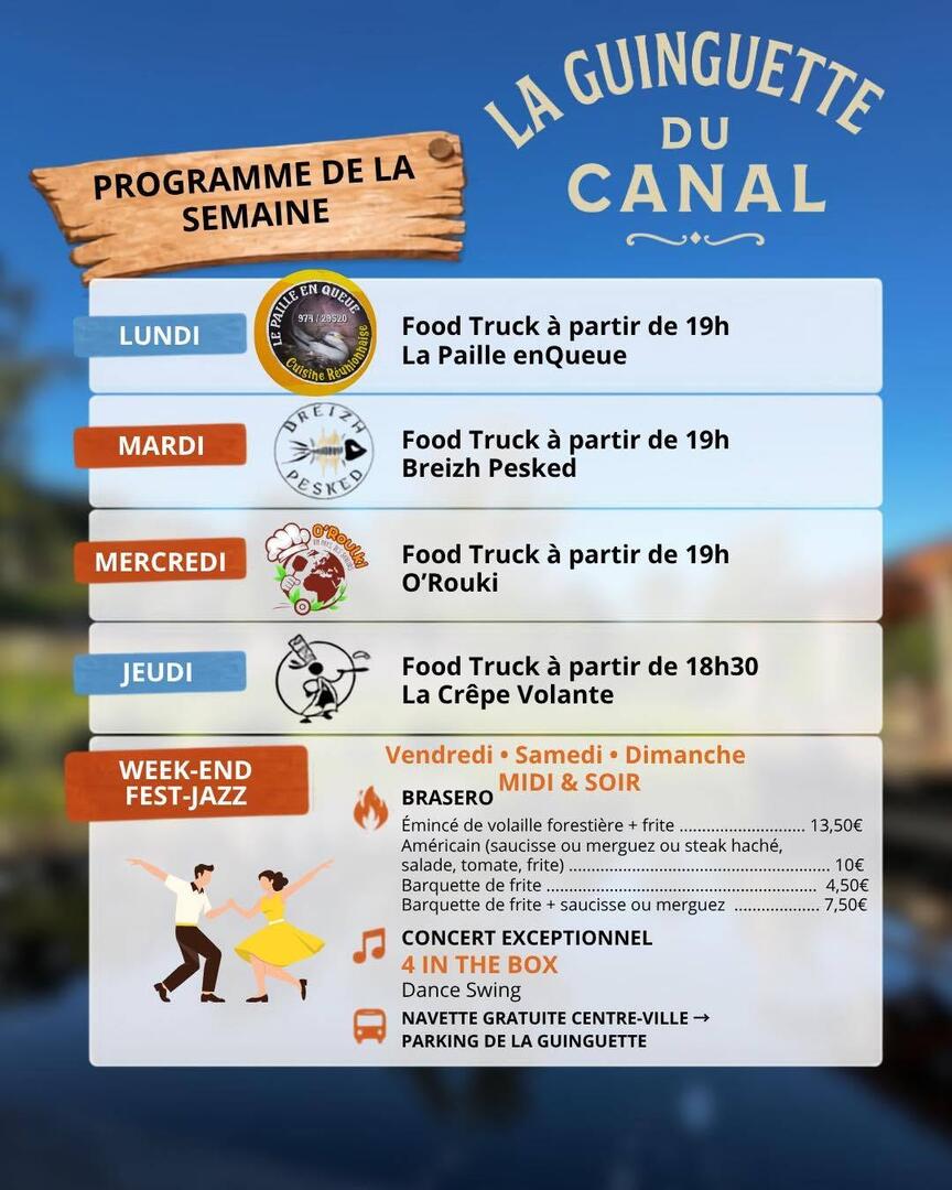 Affiche d'animation de la guinguette du Canal
