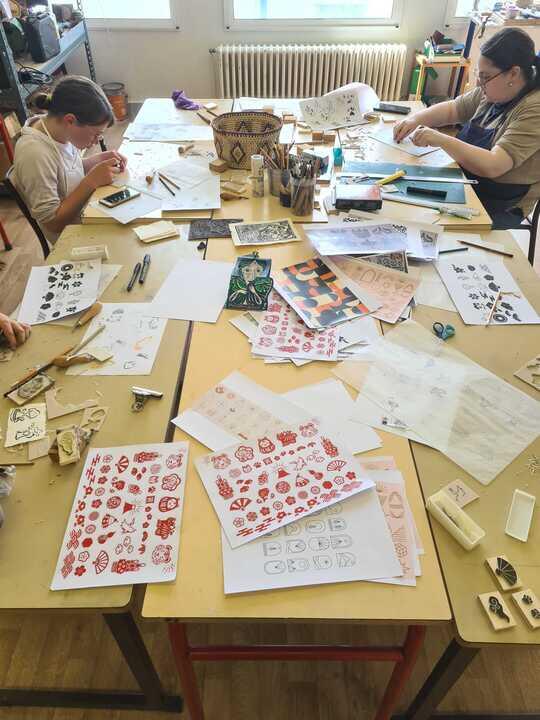 Ateliers cyanotype et linogravure