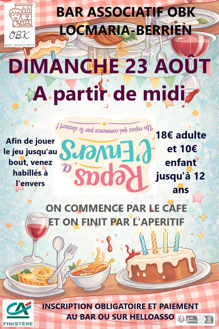 AFFICHE REPAS A L'ENVERS 23 AOUT