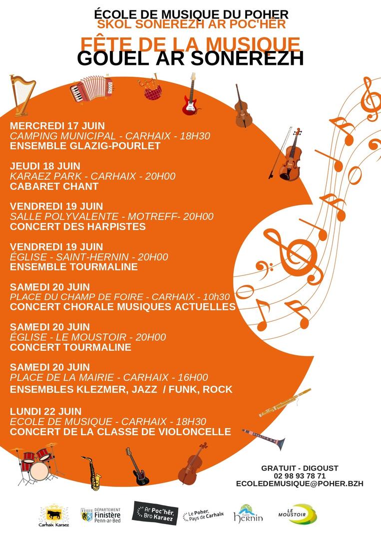 affiche fete de la musique de l'école de musique juin 2026