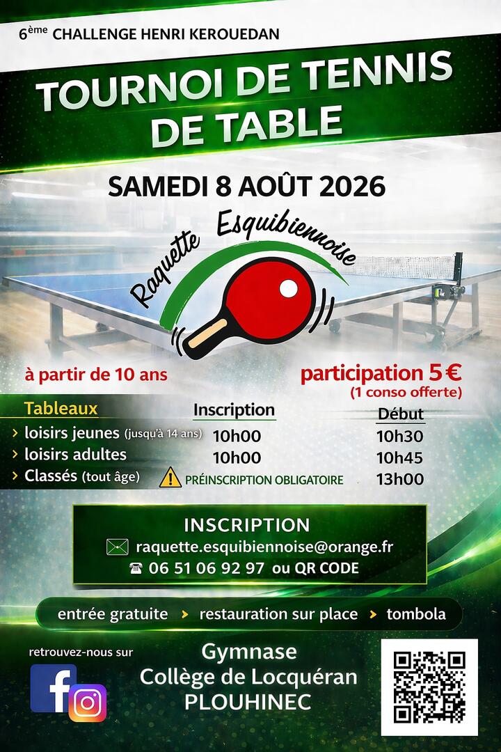 affiche finale - Tournoi d'été de tennis de table