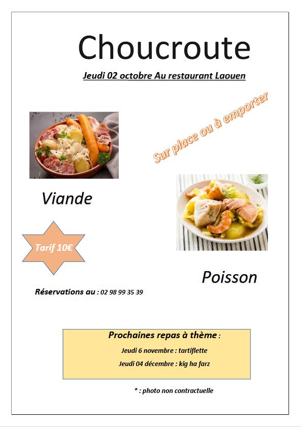 affiche resto Laouen choucroute du 2 octobre