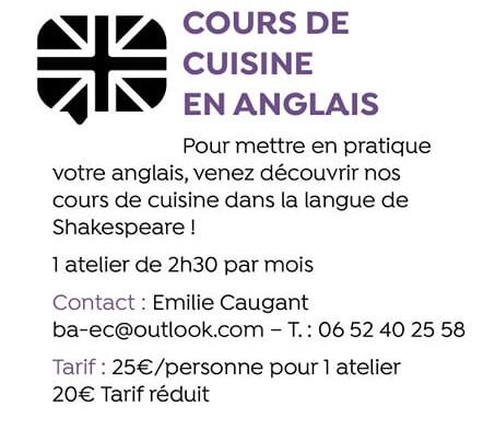 cours cuisine anglais