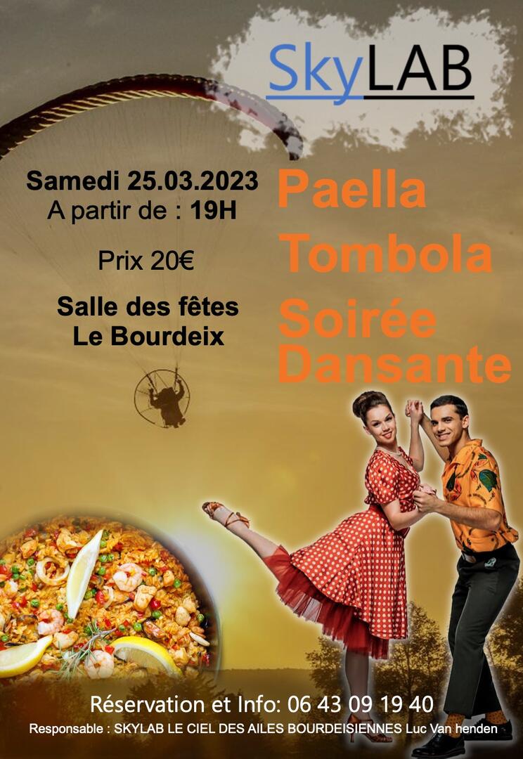 Soirée paëlla dansante le Bourdeix 25.03