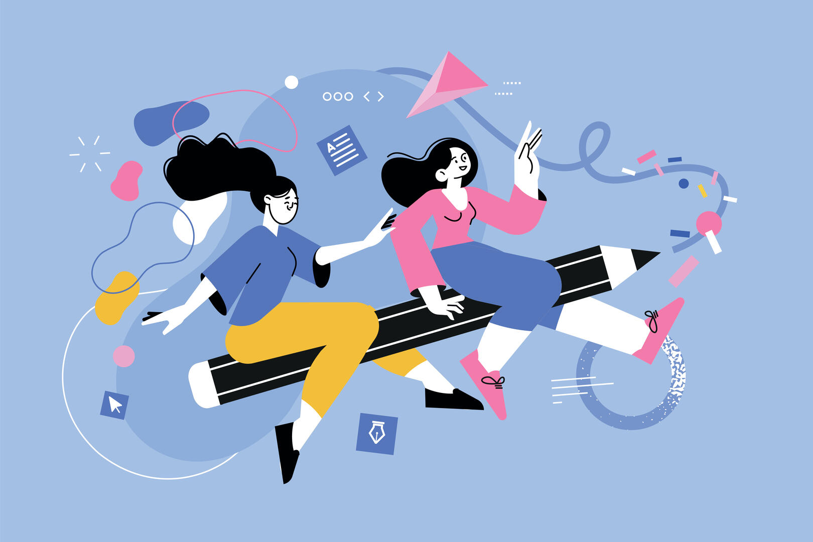 Vector illustration of graphic design and creativity. Creative concept for web banner, social media banner, business presentation, marketing material.