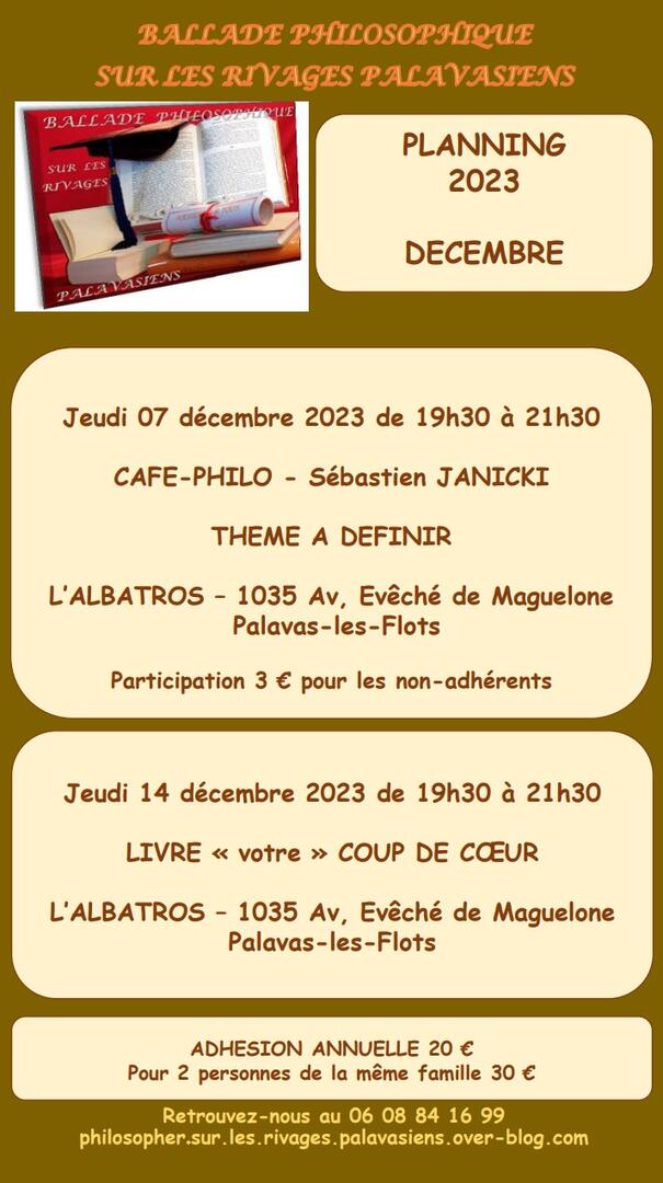 Programme Ballade philosophique décembre 2023