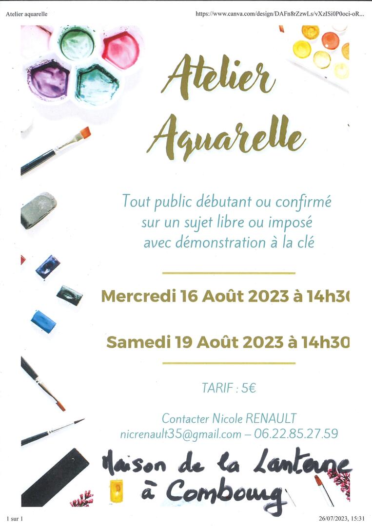 Atelier aquarelle Maison de la Lanterne