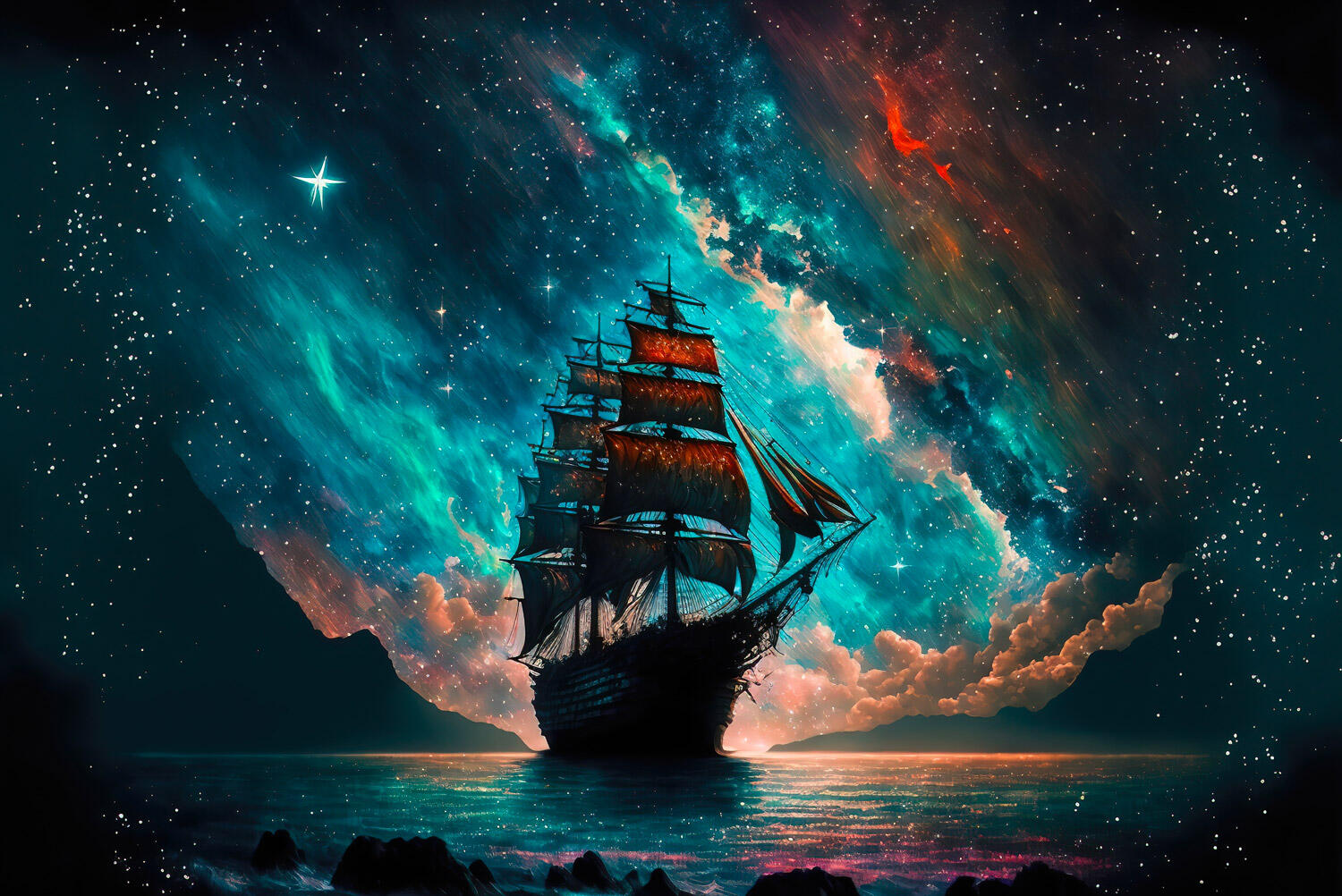 Happiness is a tall ship and the stars to steer by Generative AI