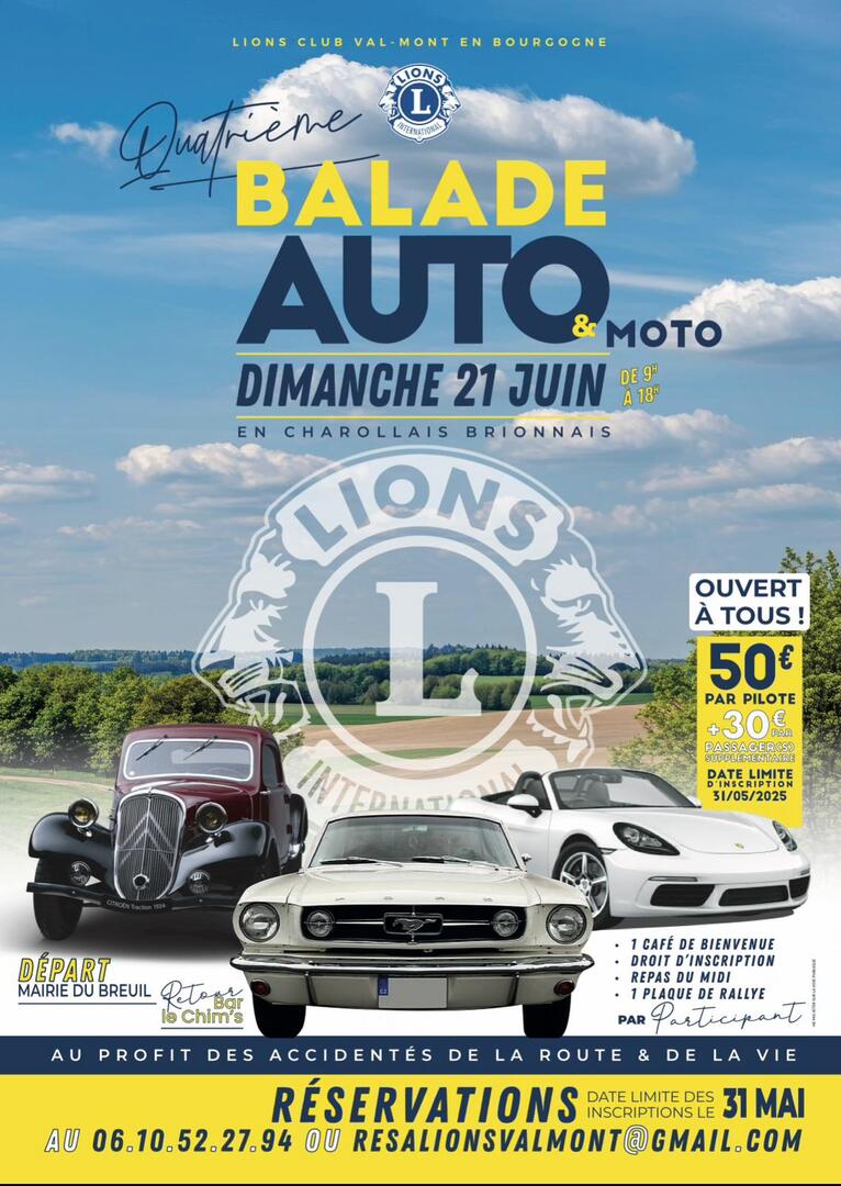 Affiche 4ème balade auto/moto en Charolais-Brionnais