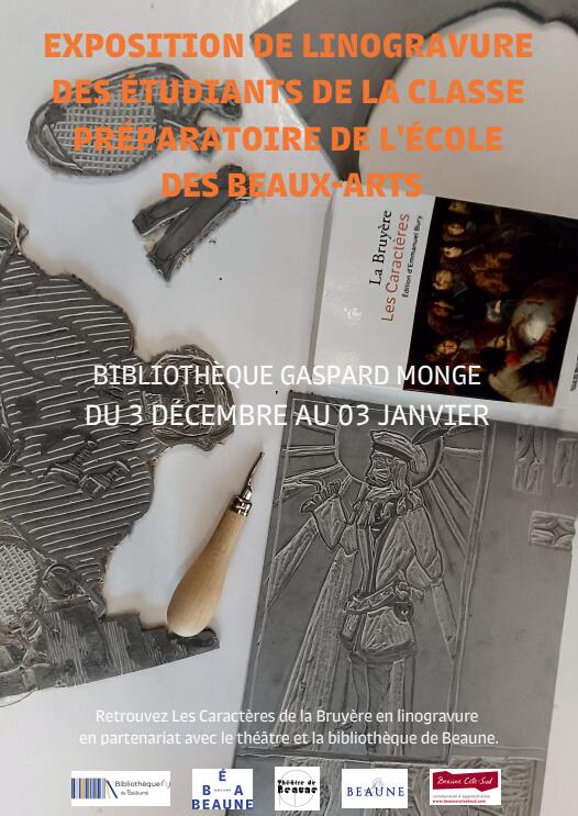 Affiche exposition linogravure classe prépa