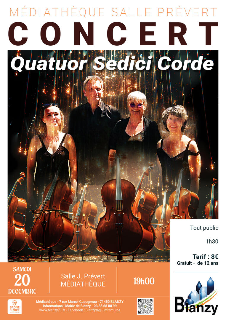 AFFICHE concert quatuor sedici corde - MEDIATHEQUE - 201225 BLANZY