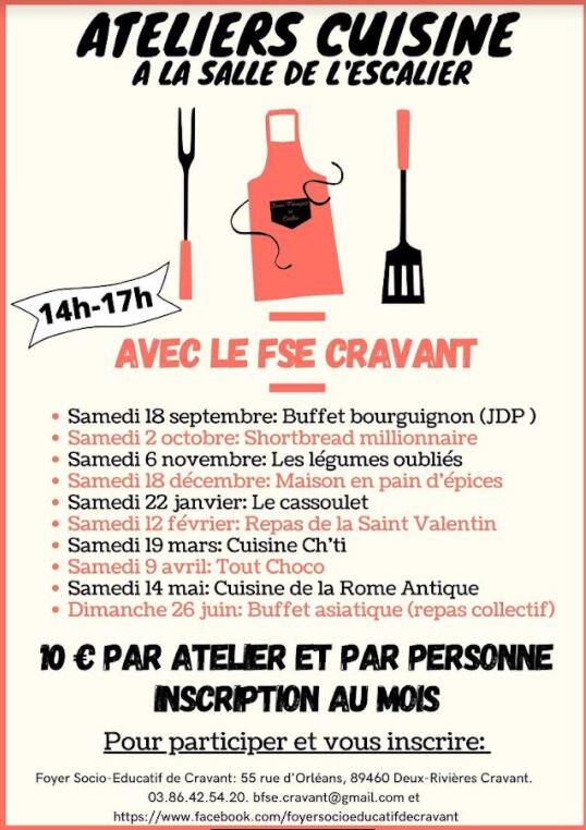 Ateliers cuisine Cravant 2021-2022